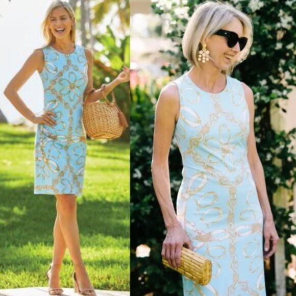 J.McLaughlin Jewelry Chain Print Sheath Dress XL 26359 - Picture 2 of 9